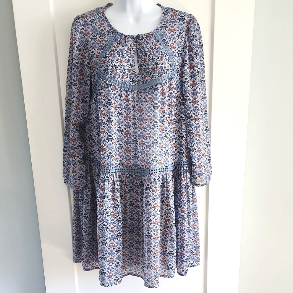 Anthropologie Holding Horses Blue Floral Dress *Shell* Size 10 - Picture 2 of 10